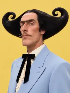Personagem de IA na estética da trend: topete de asa