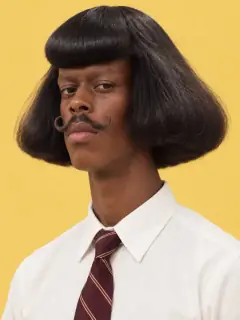 Personagem de IA na estética da trend: tigela de gravata