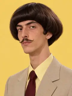 Personagem de IA na estética da trend: cuia de bigodinho